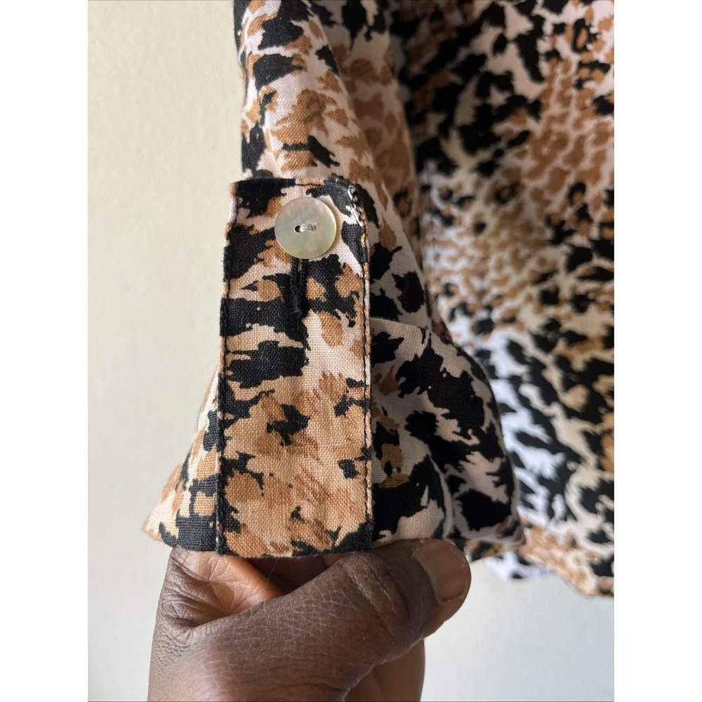 Ruby Rd. Collared Linen Brown Black Button Down N… - image 13